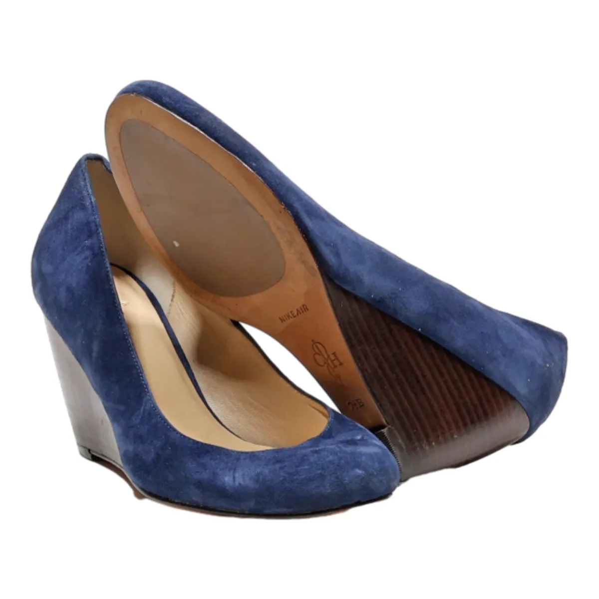 COLE HAAN Wedge Heels Blue Suede Womens UK 5.5