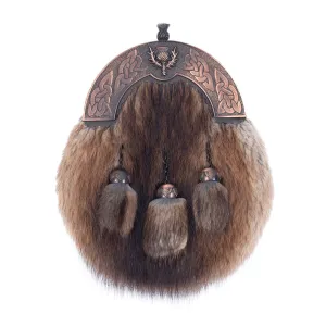 Copper Bulldog Thistle Cantle Dress Sporran with Musquash Fur Copper Bulldog Thistle Cantle Dress Sporran with Musquash Fur