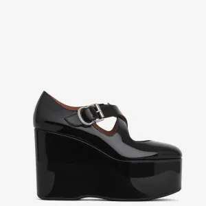 Criss Cross Wedges, Patent Black