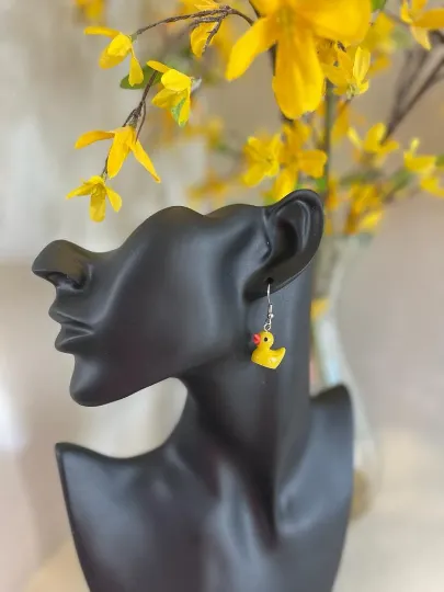 Dangle Yellow Duck Earrings | Lightweight Funny Cute Ducks Earrings