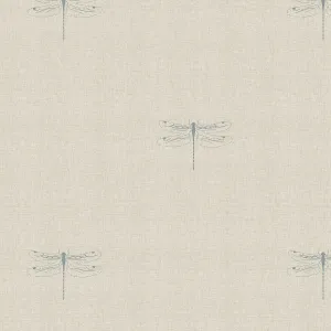 Dragonfly Duck Egg Linen Look Curtains/Roman Blind Sample