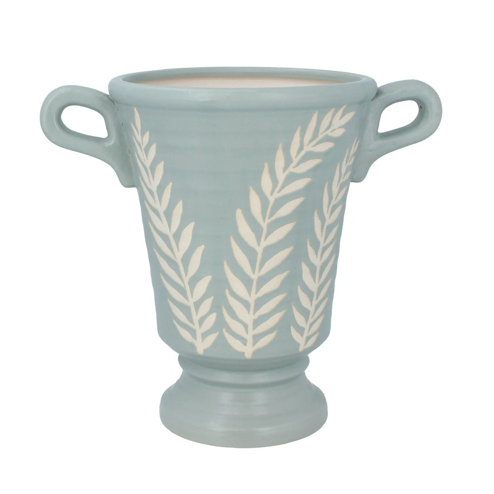 Duck egg laurel print urn ornament (Large)