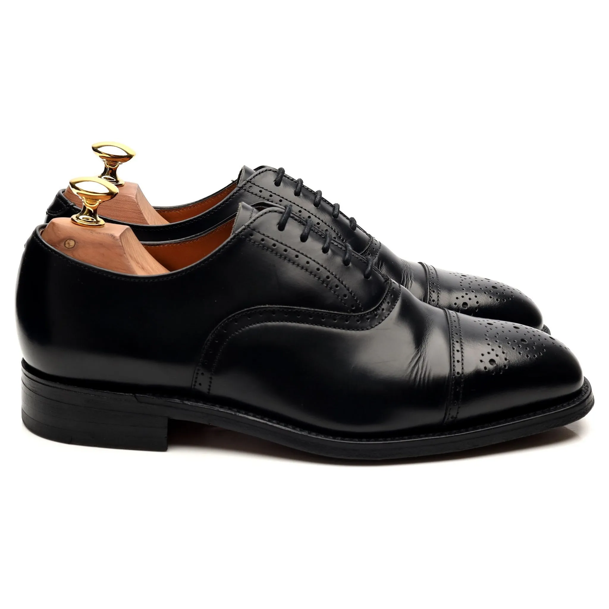 'Dundee' Black Leather Oxford Semi Brogues UK 6 F