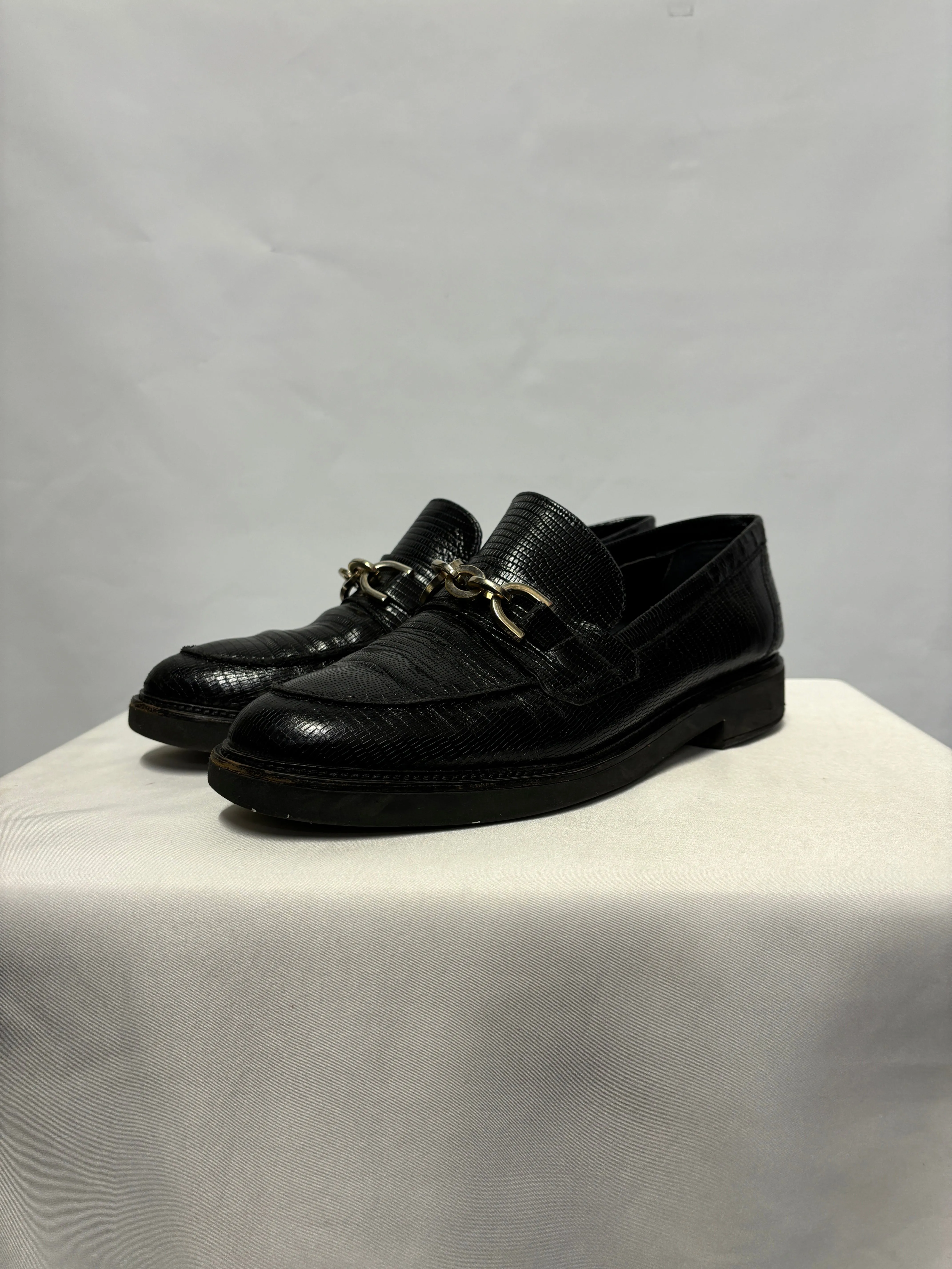 Dune Black Leather Loafers UK 8