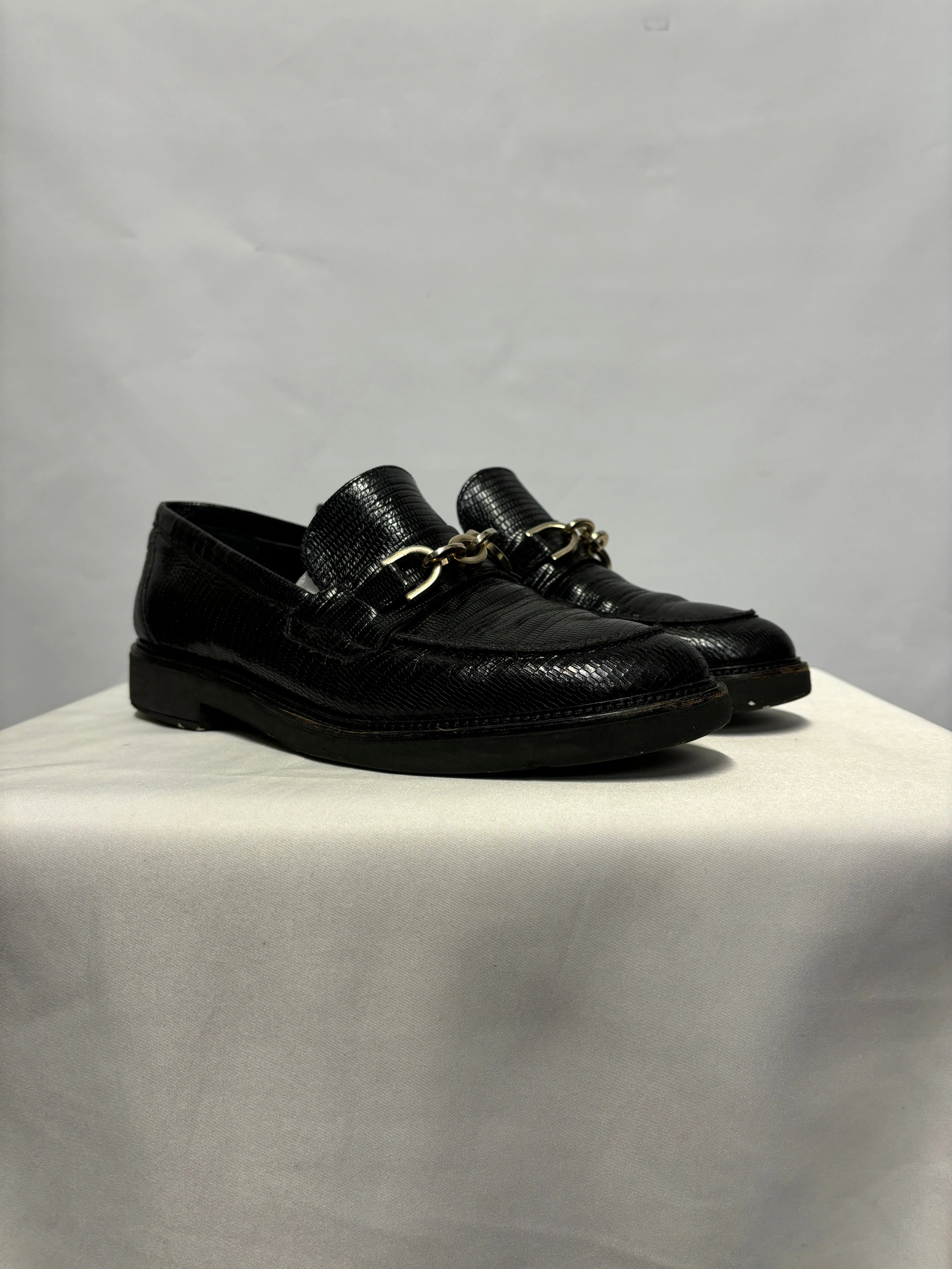 Dune Black Leather Loafers UK 8