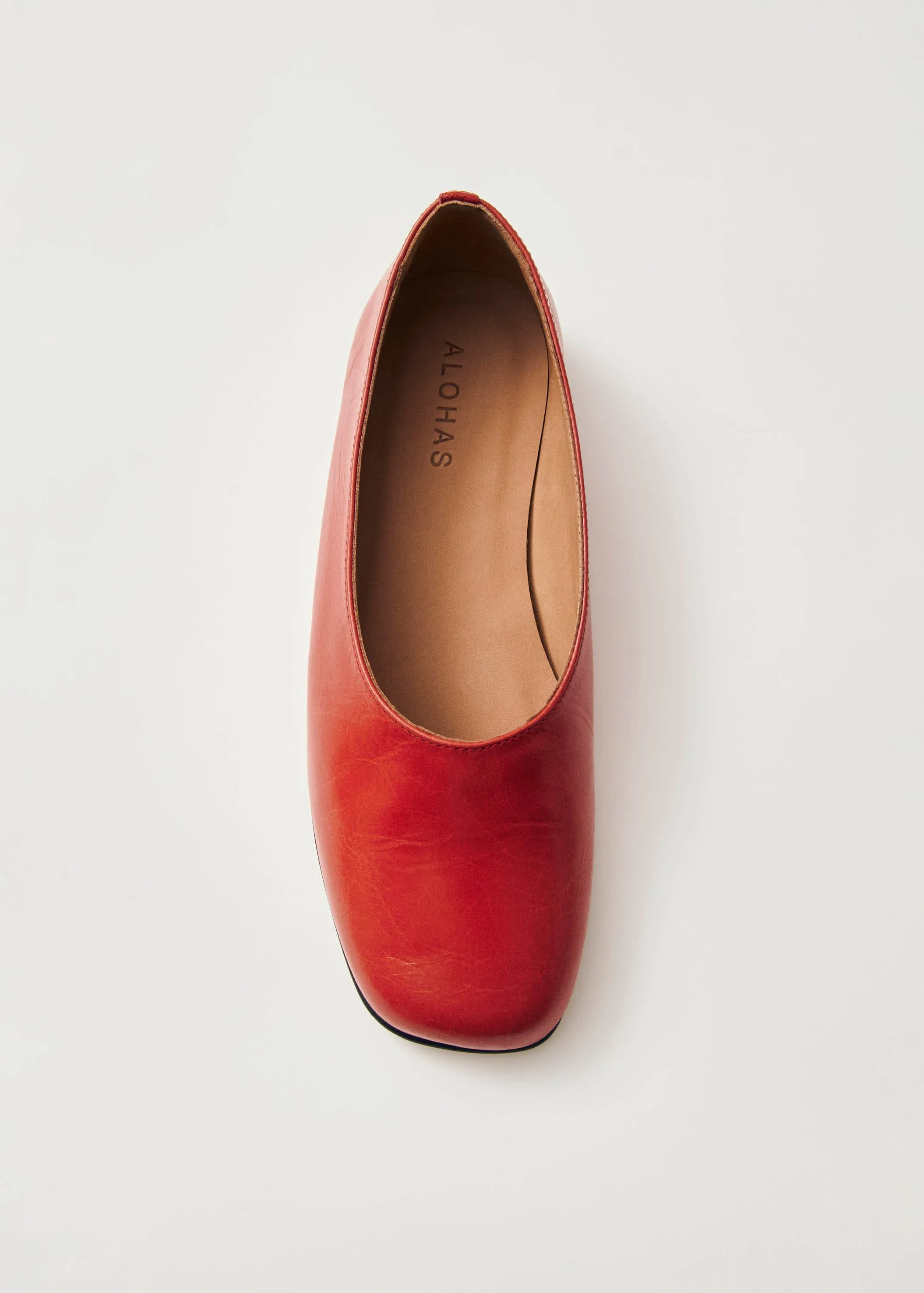 Edie Leather Ballet Flats Red