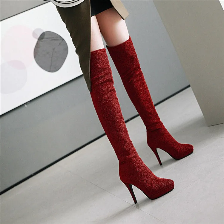 Elastic Pointed Large Suede Women's Martin Boots