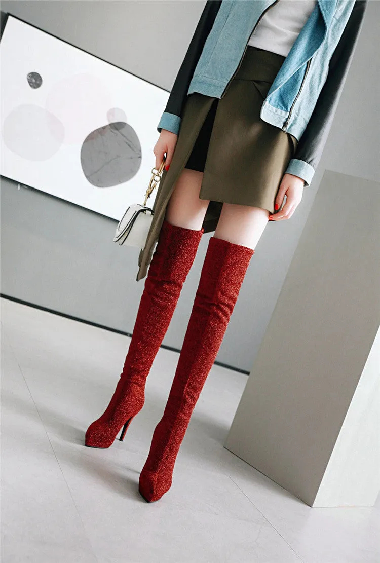 Elastic Pointed Large Suede Women's Martin Boots