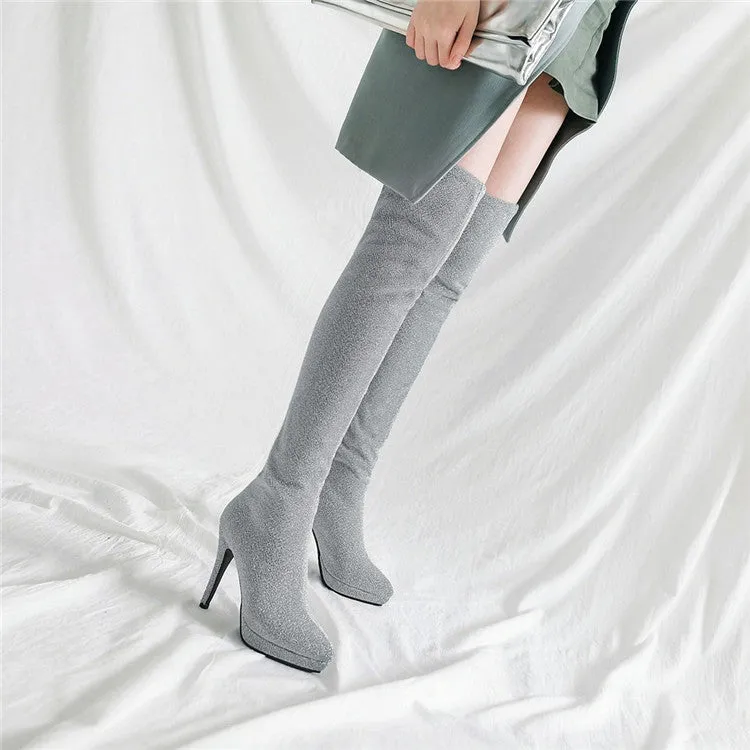 Elastic Pointed Large Suede Women's Martin Boots