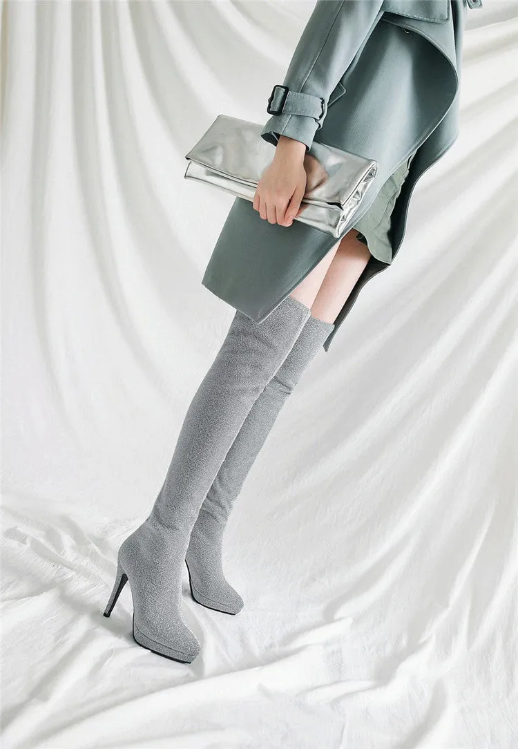 Elastic Pointed Large Suede Women's Martin Boots