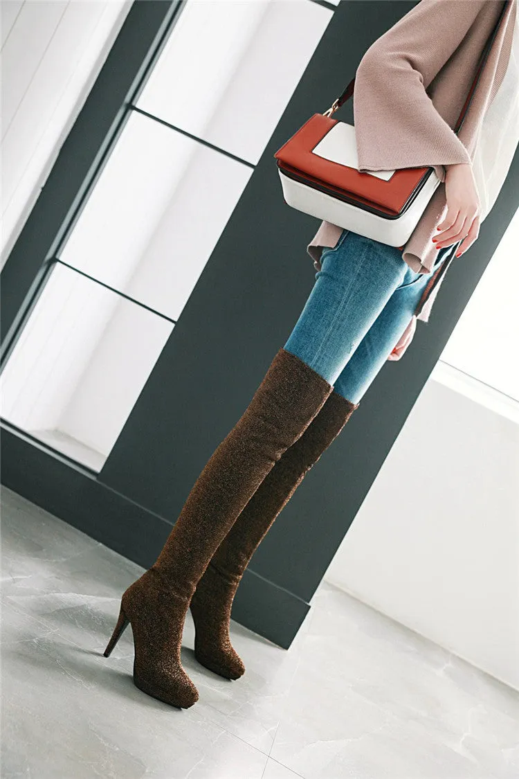 Elastic Pointed Large Suede Women's Martin Boots