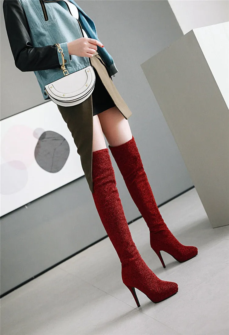 Elastic Pointed Large Suede Women's Martin Boots