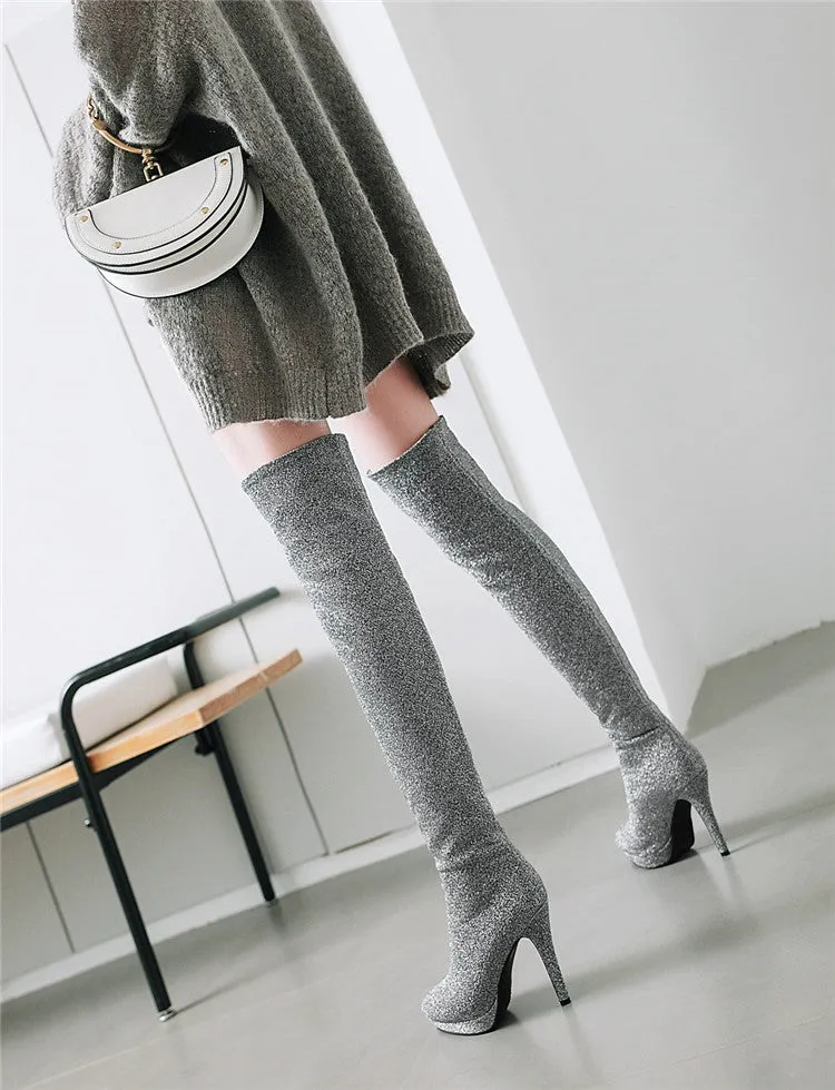 Elastic Pointed Large Suede Women's Martin Boots