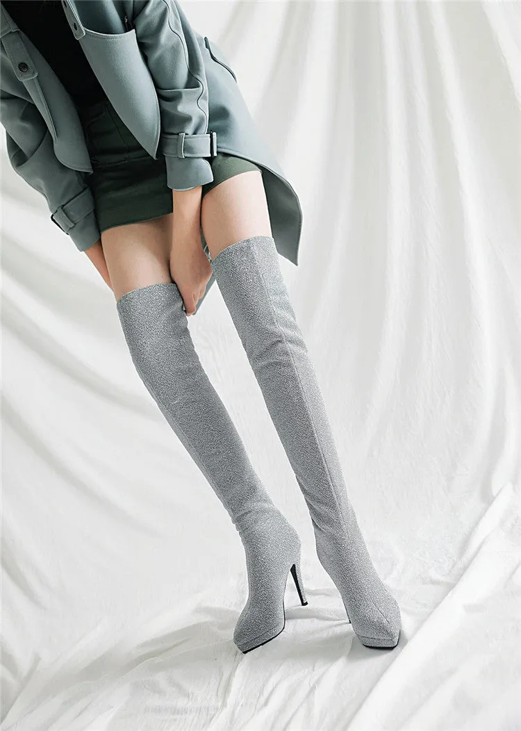 Elastic Pointed Large Suede Women's Martin Boots