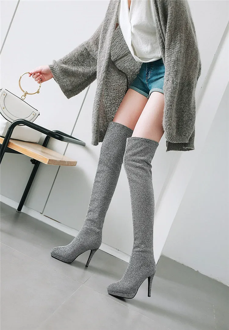 Elastic Pointed Large Suede Women's Martin Boots