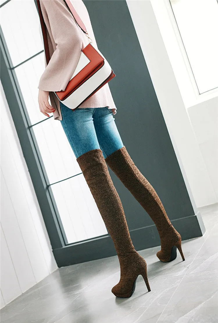 Elastic Pointed Large Suede Women's Martin Boots