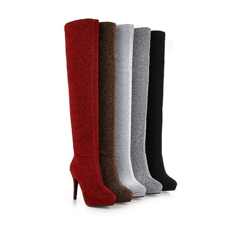 Elastic Pointed Large Suede Women's Martin Boots