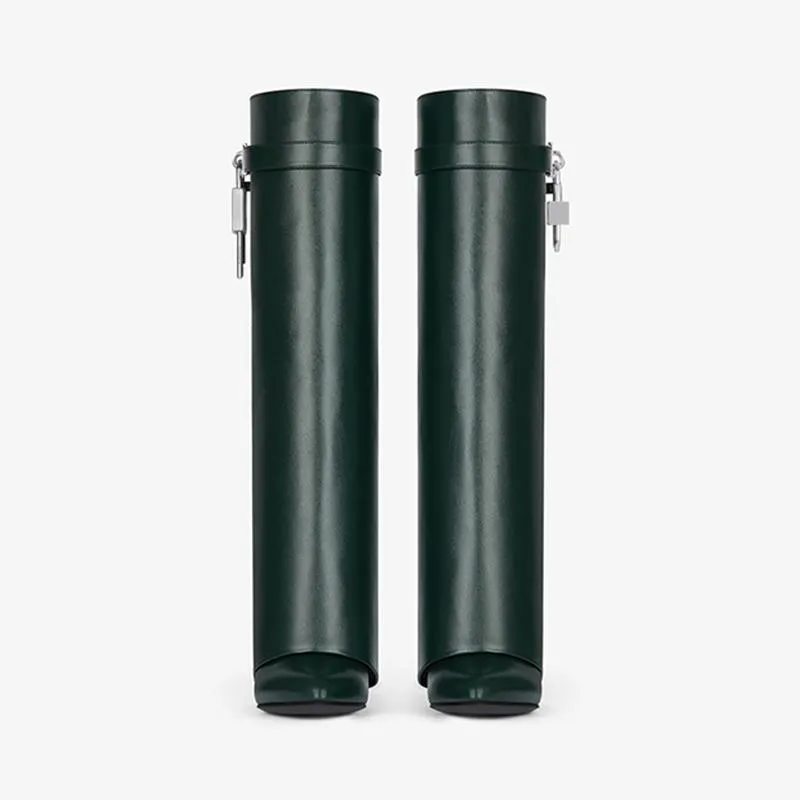 Elegant Green Calfskin High Boots
