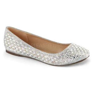 Fabulicious TREAT-06 Silver Glitter Mesh Fabric Flats