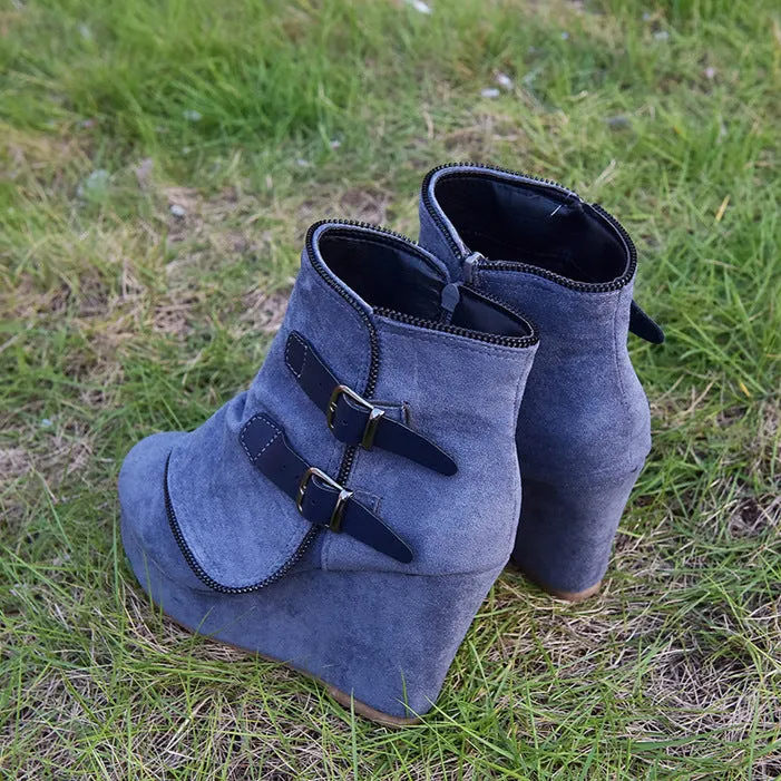 Female Booties With Wedge Heels Platform Boots Women Winter