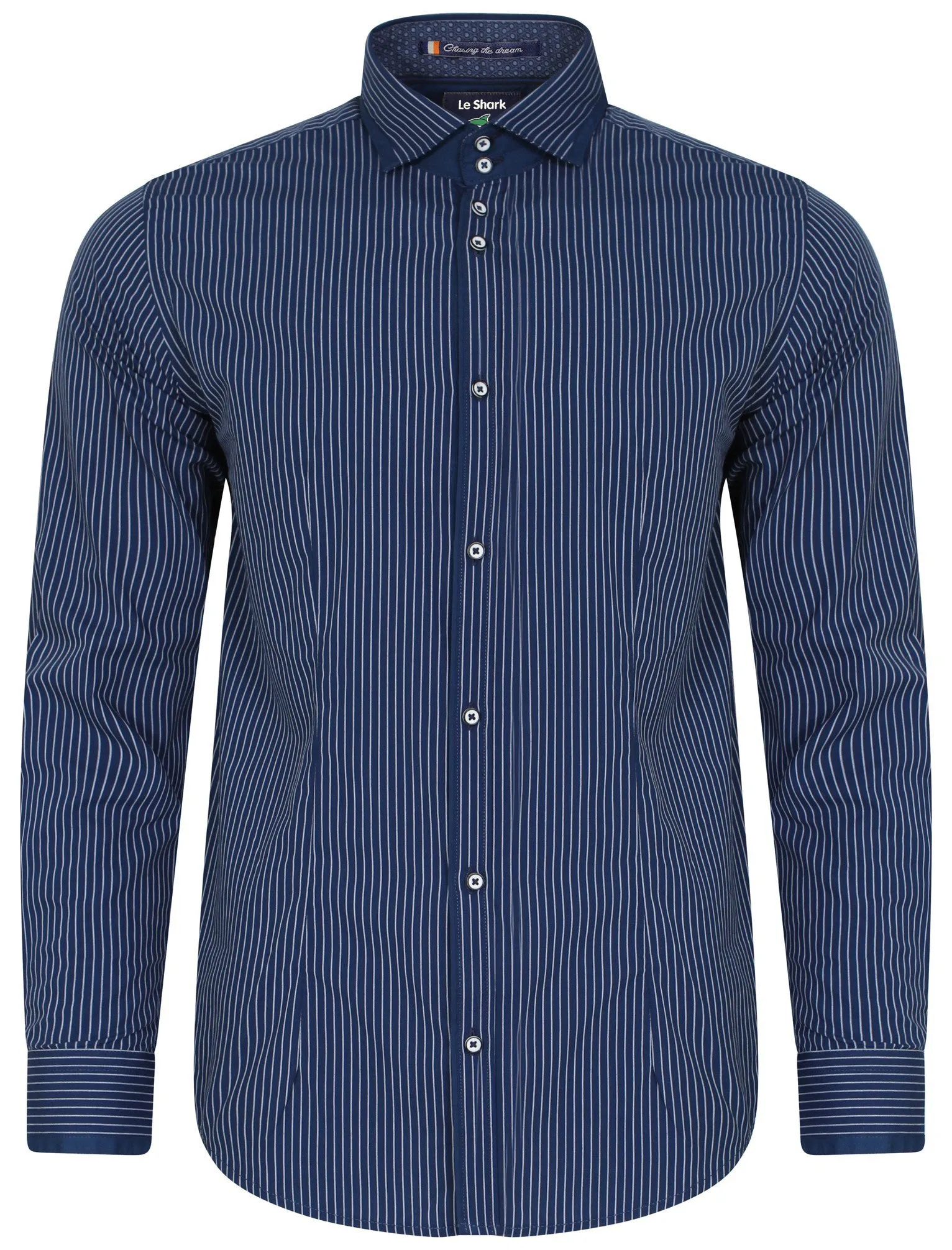 Gambino 2 Pinstripe Shirt in Estate Blue - Le Shark