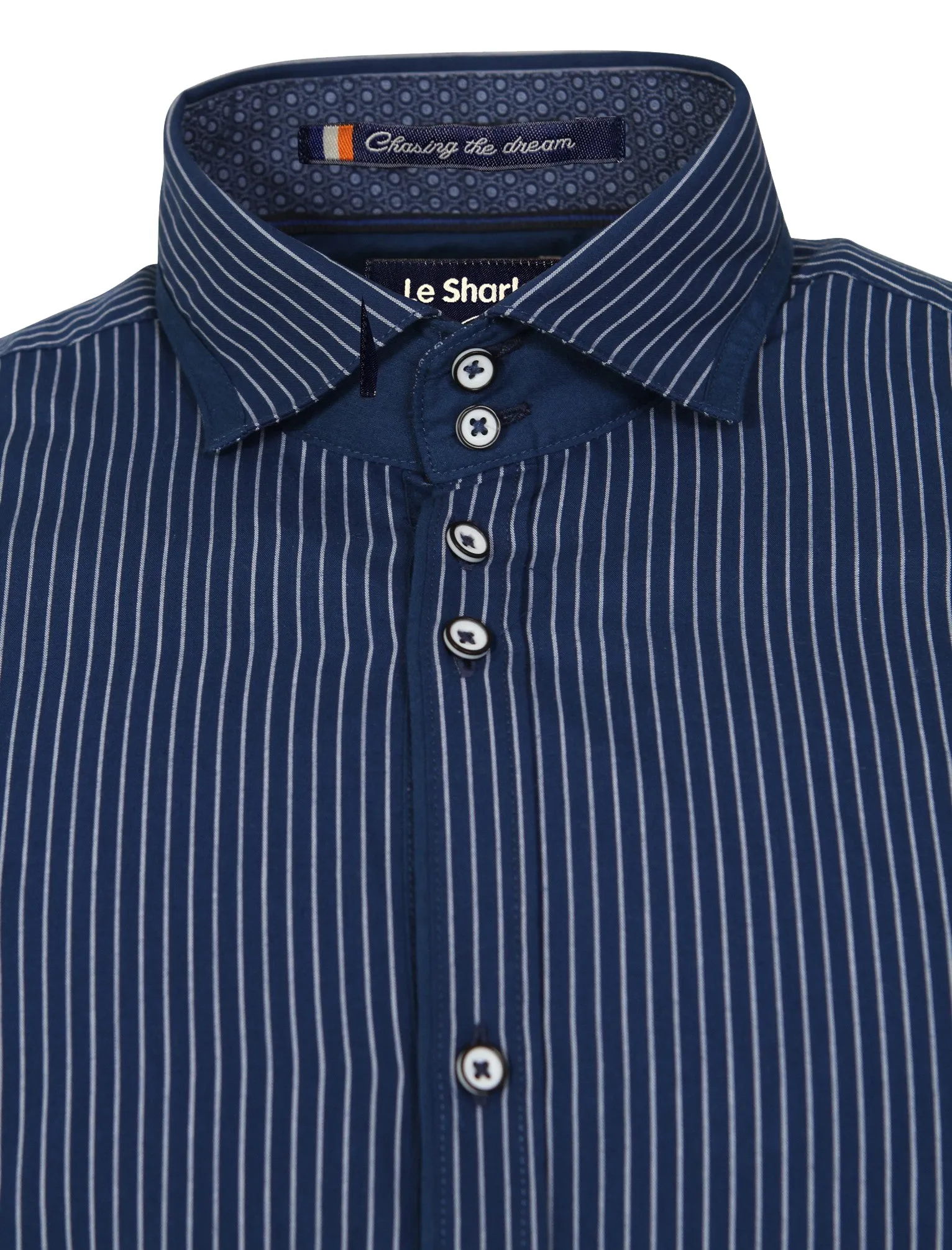 Gambino 2 Pinstripe Shirt in Estate Blue - Le Shark