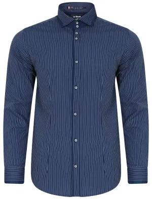 Gambino 2 Pinstripe Shirt in Estate Blue - Le Shark