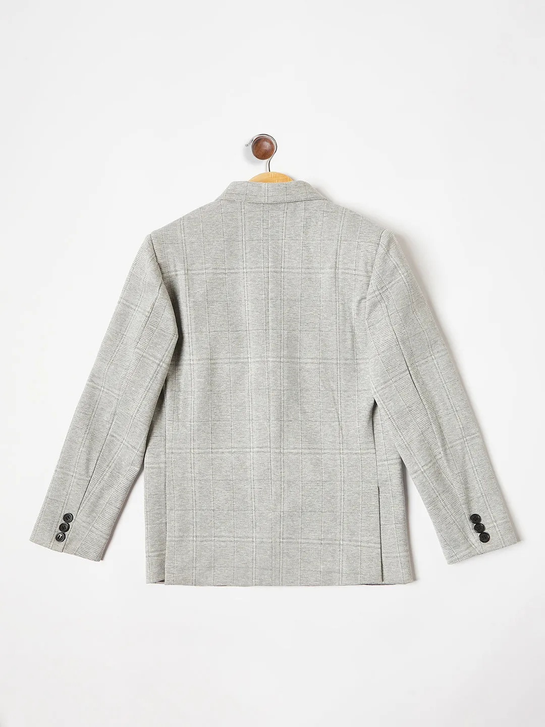 Grey Checked Single Breasted Blazer