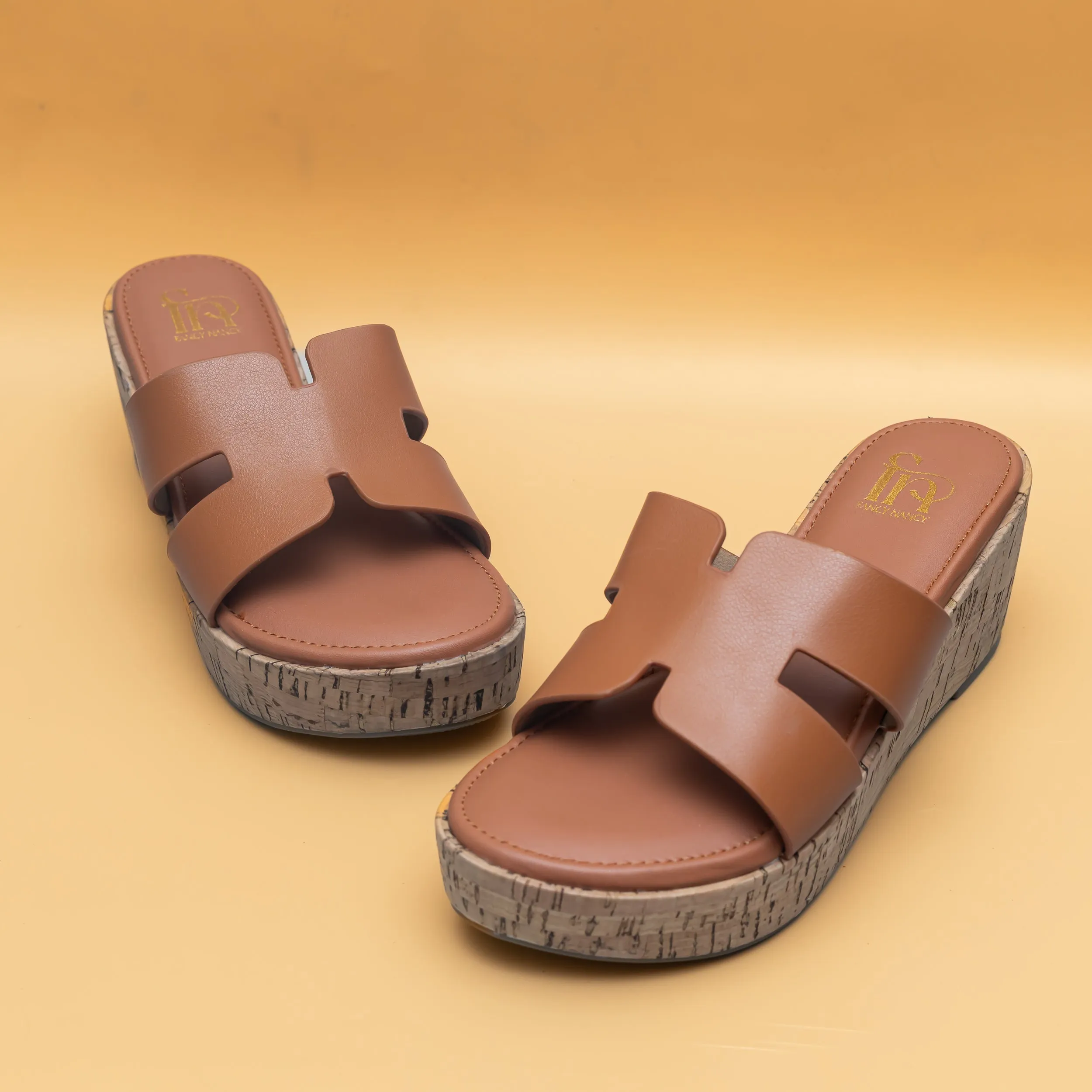 H Cork Wedges - Tan
