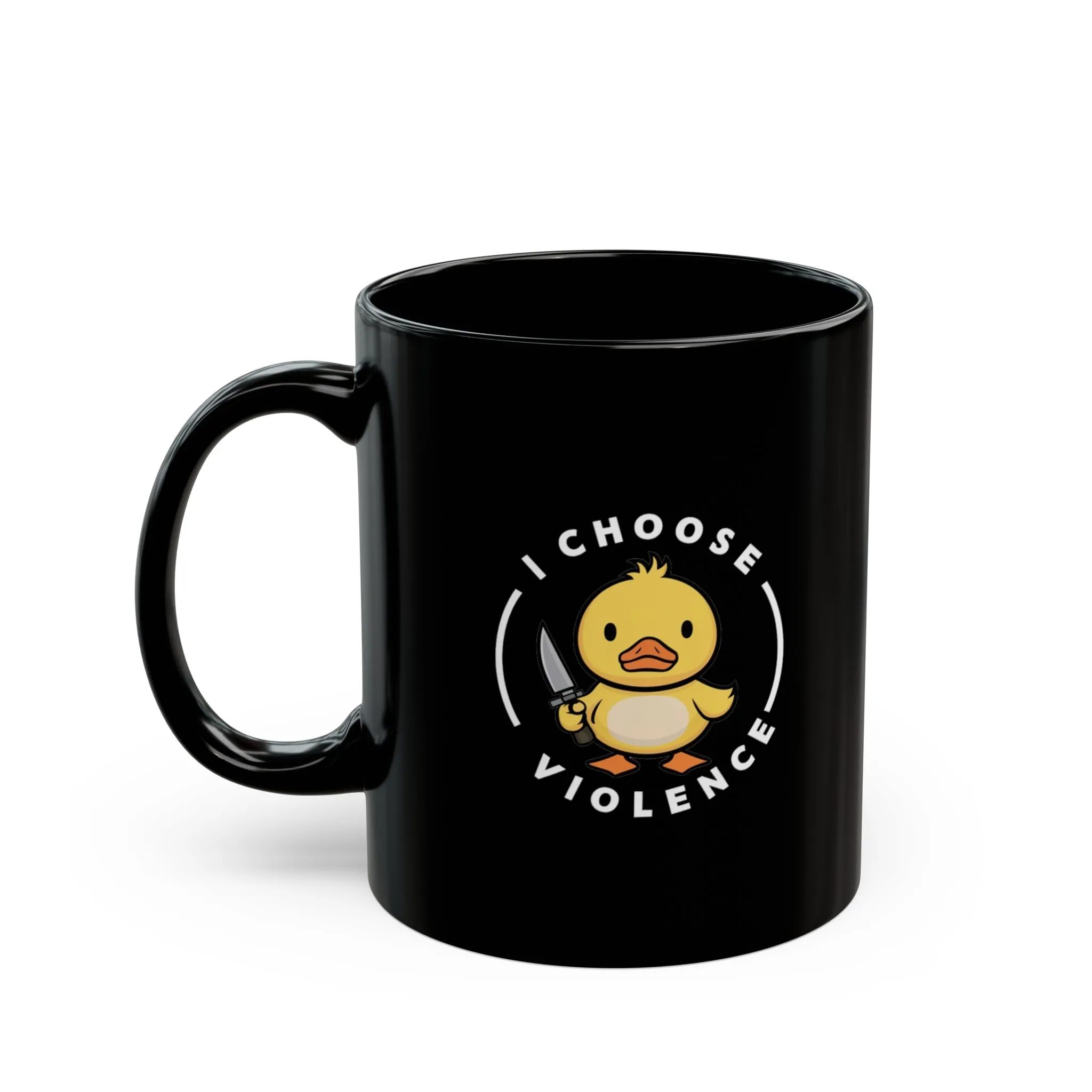 I Choose Violence Duck Black Mug (11oz, 15oz) Cute Joke Humour Humor Birthday Christmas Valentine's Gift Cup Adorable Ducks