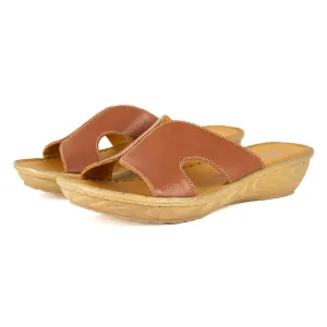 Isibani : Ladies Leather Tslops Wedge Heel Sandals in Suede Cayak