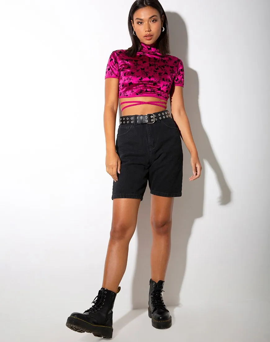 Jacki Crop Top in Butterfly Bloom Pink