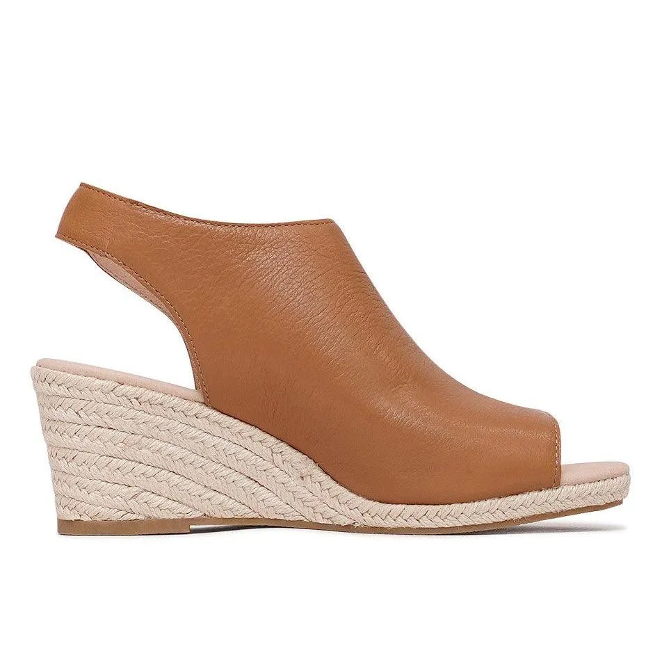 Jamcie Dark Tan Leather Wedges