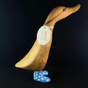 Jamie - Hand-carved and Hand-painted Bamboo Duck with Polka Dot Boots