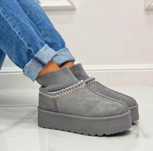 Jeanne - Stivaletto Eskimo Boots Gomma Alta Grigio