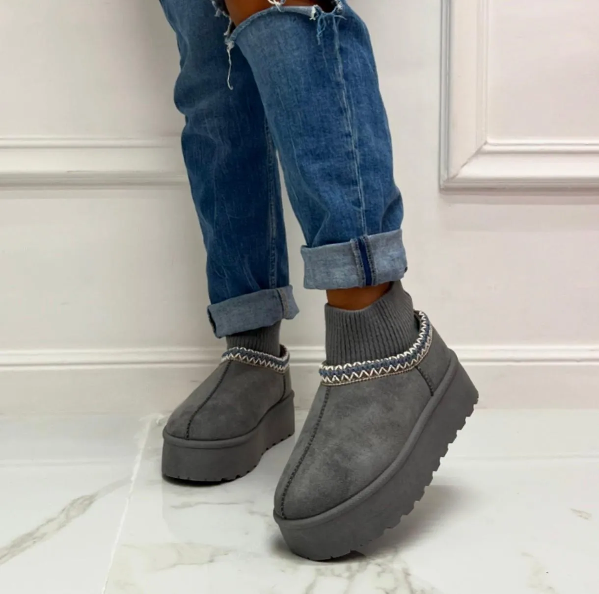 Jeanne - Stivaletto Eskimo Boots Gomma Alta Grigio