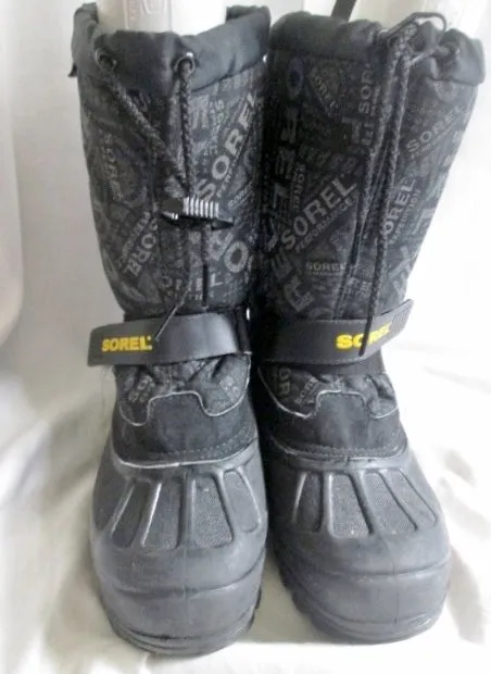Junior Youth Boys SOREL ILLUMINITE Insulated Rain Snow Boots Shoes Winter BLACK 5 Duck