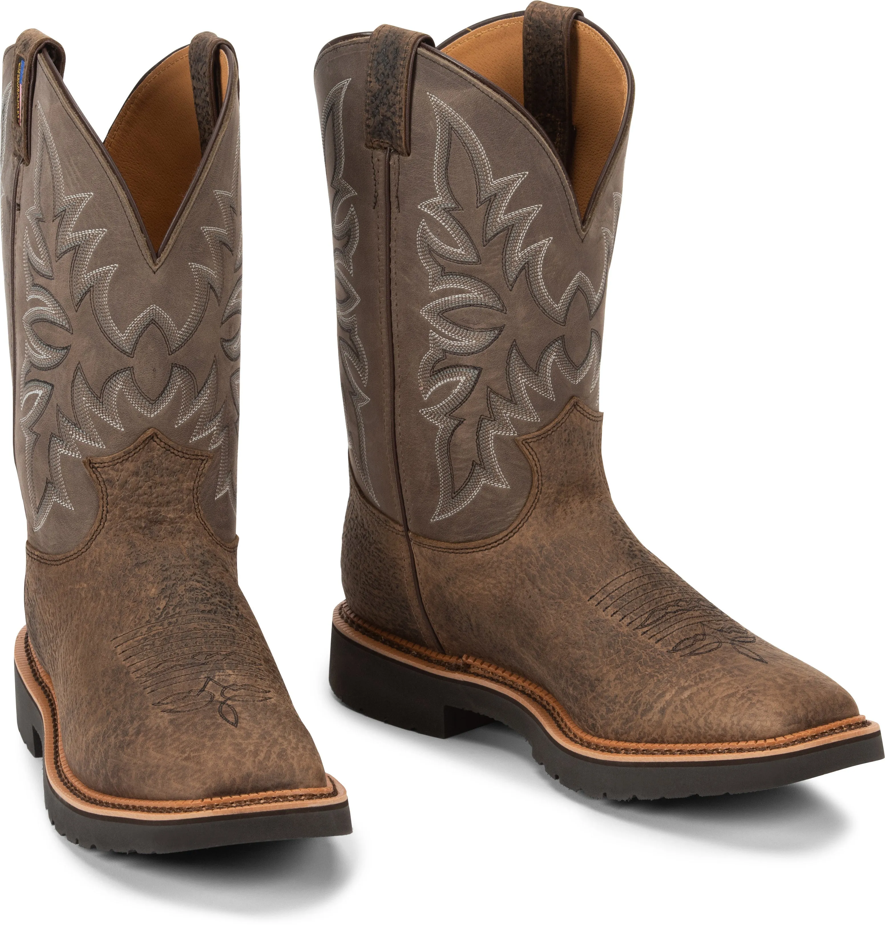 'Justin' Men's 11" Scottsbluff Western Square Toe EH Soft Toe Work - Grey