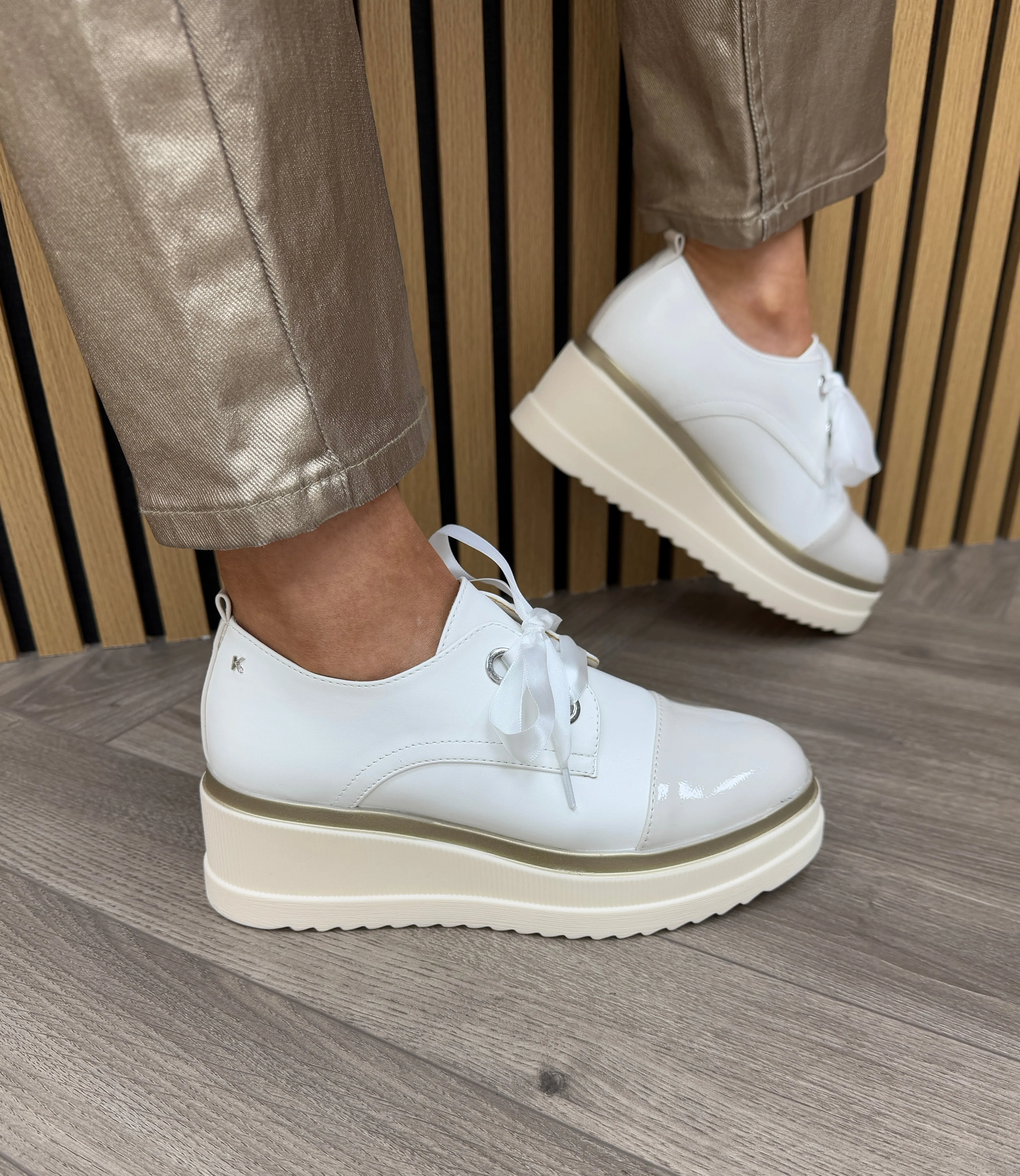 Kate Appleby (SS25) Buckworth Platform Brogue With Ribbon Lace - Porcelain Mix (K3)