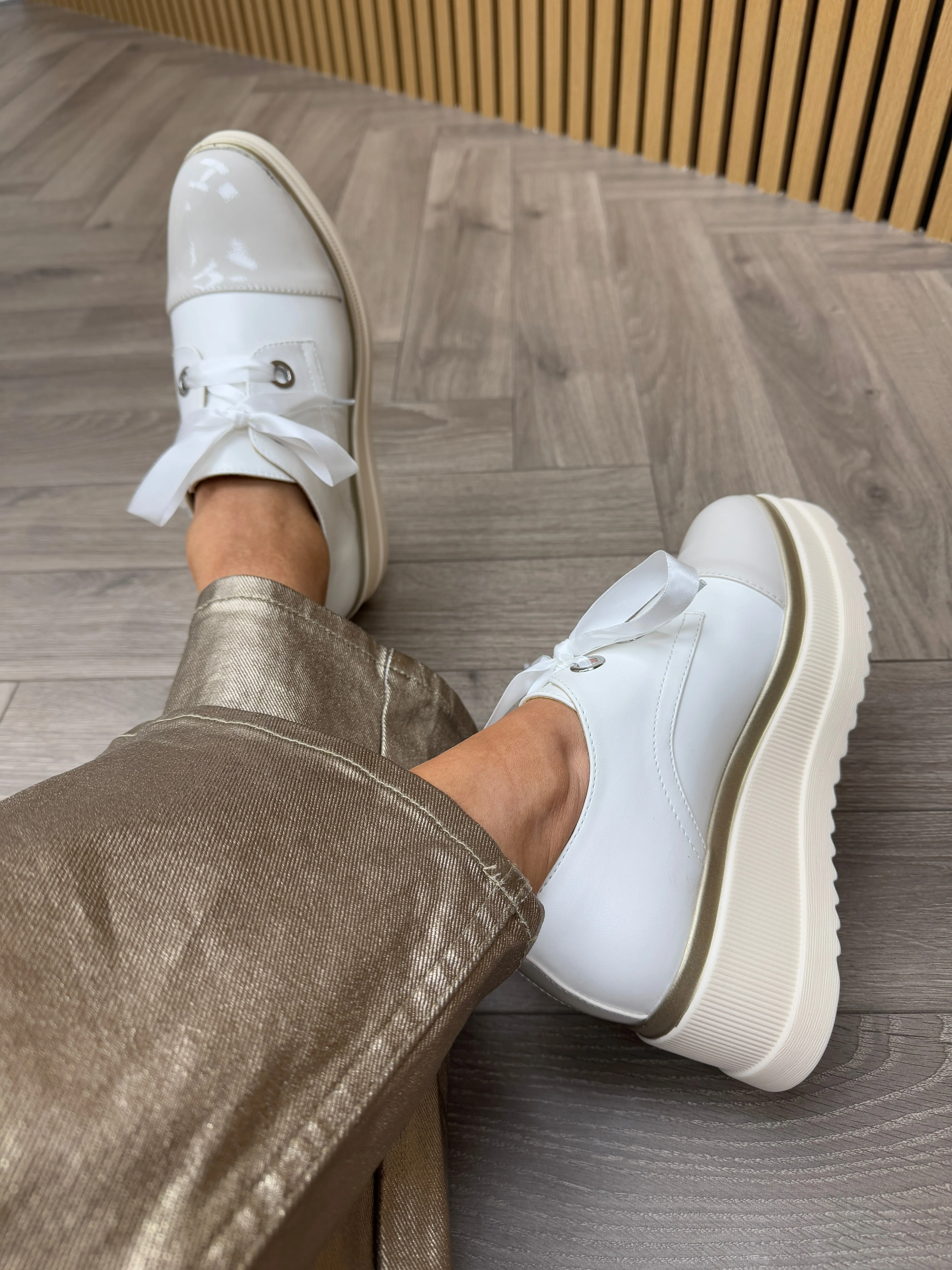 Kate Appleby (SS25) Buckworth Platform Brogue With Ribbon Lace - Porcelain Mix (K3)