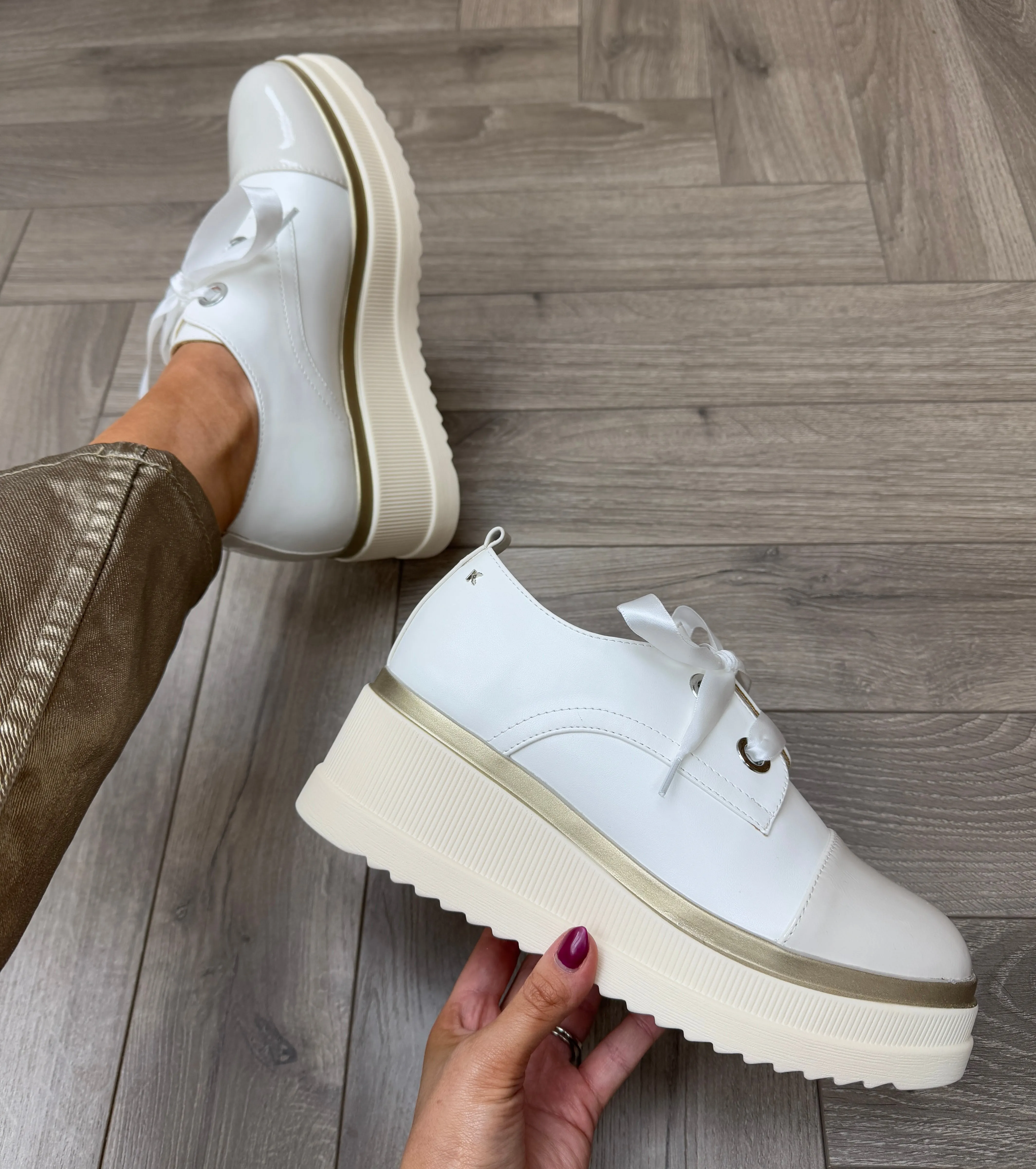Kate Appleby (SS25) Buckworth Platform Brogue With Ribbon Lace - Porcelain Mix (K3)
