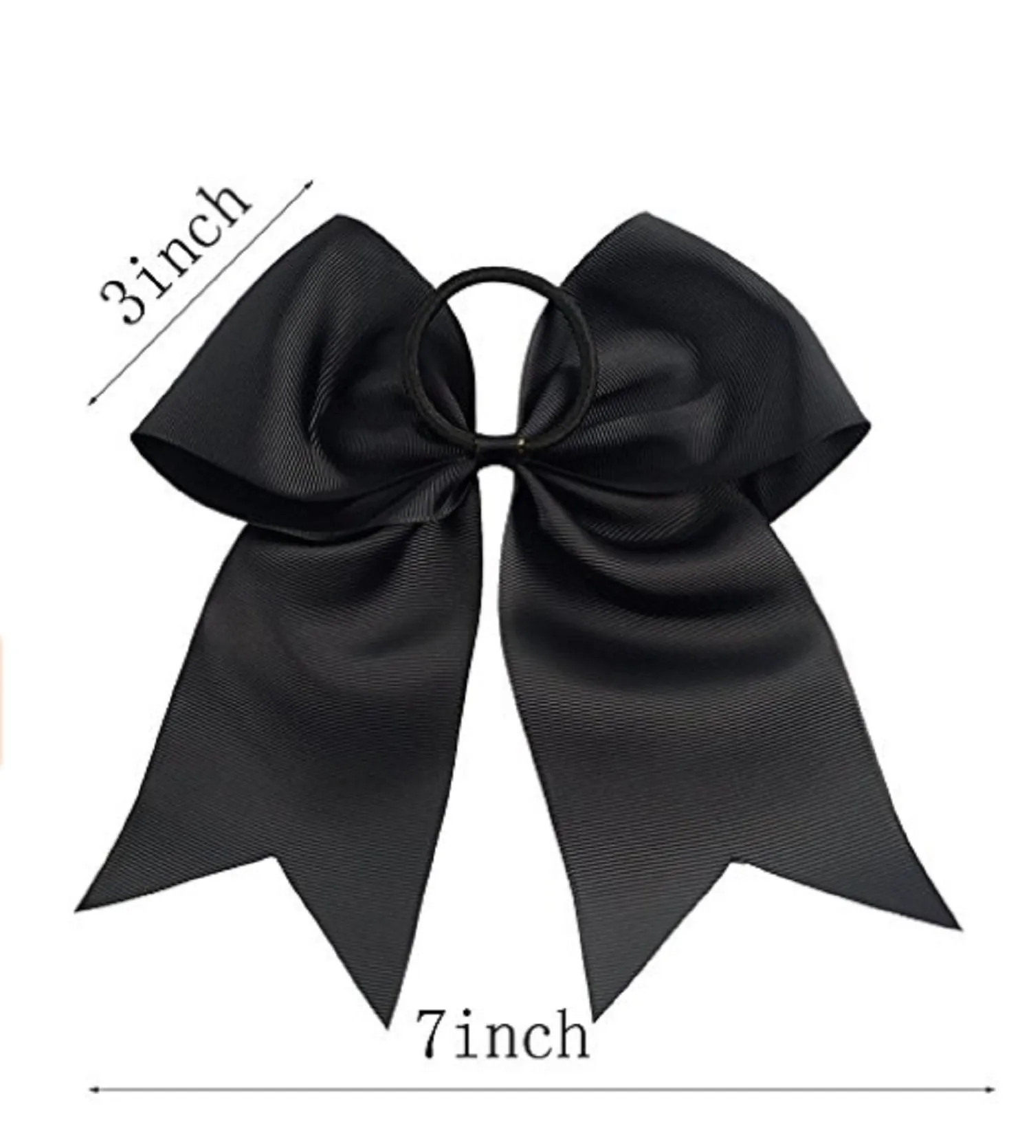 Kenz Laurenz Cheer Bows Black Cheerleading Softball - Gifts for Girls and Women Team Bow with Ponytail Holder Complete Your Cheerleader Outfit Uniform Strong Hair Ties Bands Elastics (1)