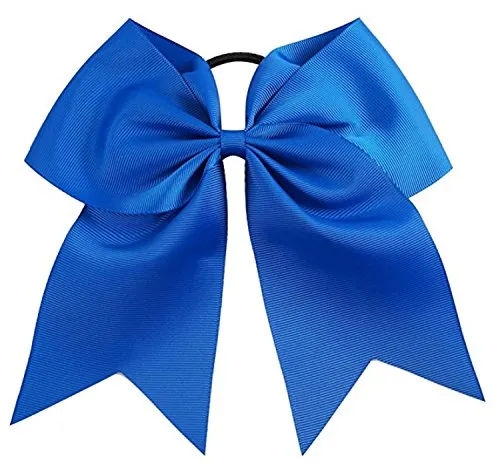 Kenz Laurenz Cheer Bows Blue Cheerleading Softball - Gifts for Girls and Women Team Bow with Ponytail Holder Complete Your Cheerleader Outfit Uniform Strong Hair Ties Bands Elastics (1)