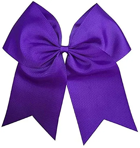 Kenz Laurenz Cheer Bows Purple Cheerleading Softball - Gifts for Girls and Women Team Bow with Ponytail Holder Complete Your Cheerleader Outfit Uniform Strong Hair Ties Bands Elastics (1)