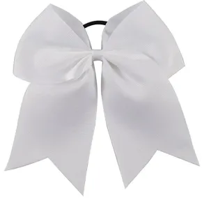 Kenz Laurenz Cheer Bows White Cheerleading Softball - Gifts for Girls and Women Team Bow with Ponytail Holder Complete Your Cheerleader Outfit Uniform Strong Hair Ties Bands Elastics (1)