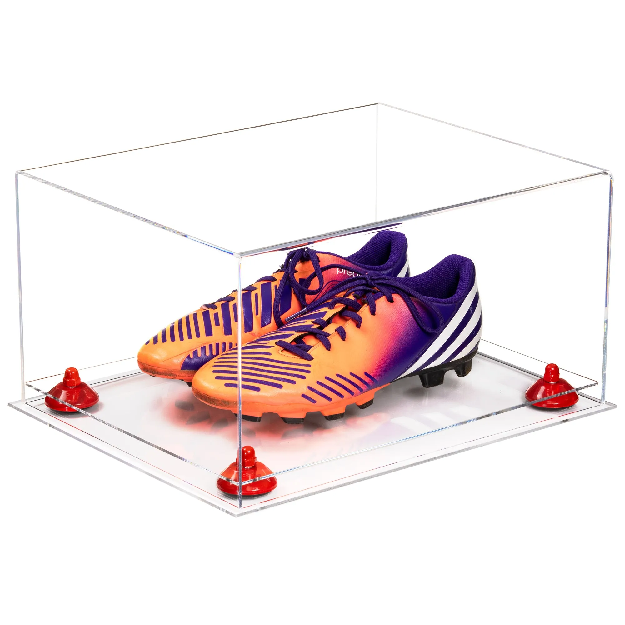 Large Display Case for Small Basketball High Top Shoes, Sneaker(s), Lacrosse, Soccer, & Football Cleats with Clear Case No Wall Mount