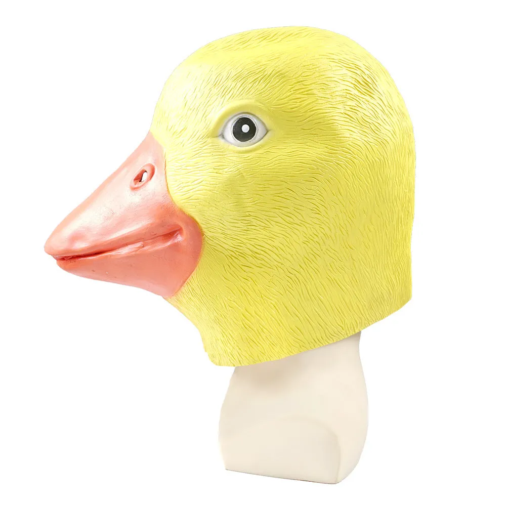 LaTeX Duck Mask Small Yellow Duck Dance Mask Halloween Animal Mask Goose Head Cover Cosplay Props