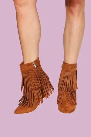 Legend Women's Tassel Wedge Heel Ankle Booties
