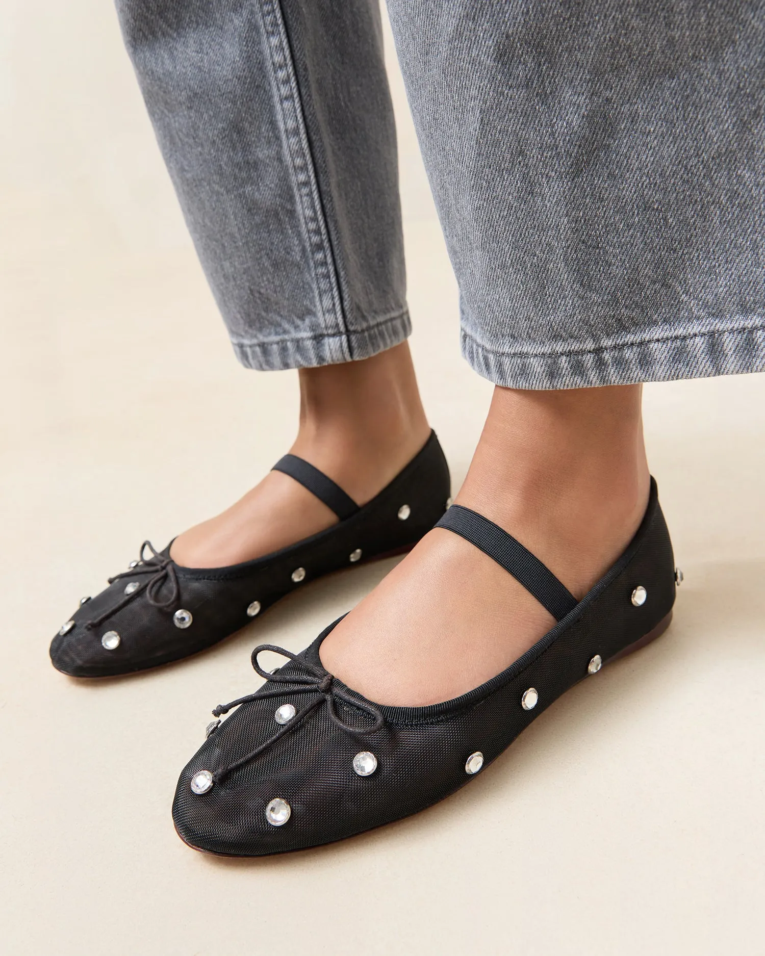 Leonie Black/Crystal Ballet Flat