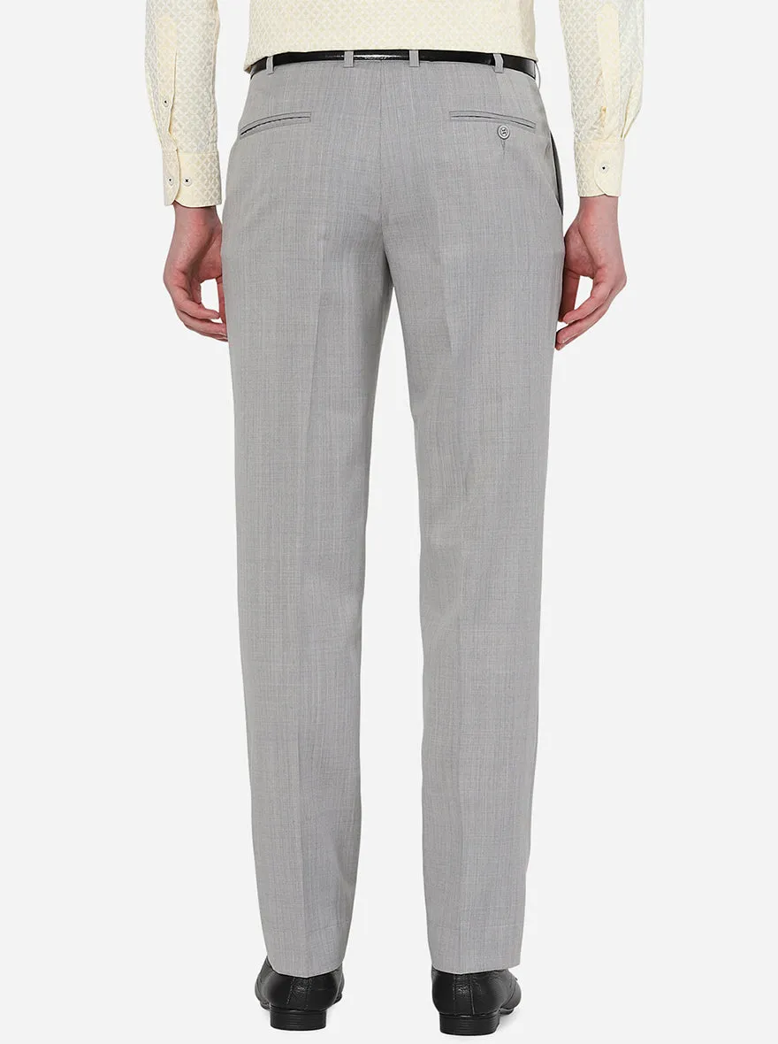 Light Grey Solid Classic Fit Formal Trouser | JadeBlue